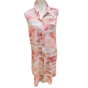 Willow & Thread pink graphic print clouds sleeveless duster length blouse small